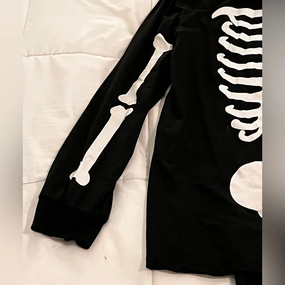 Black Skeleton Print Halloween Costume